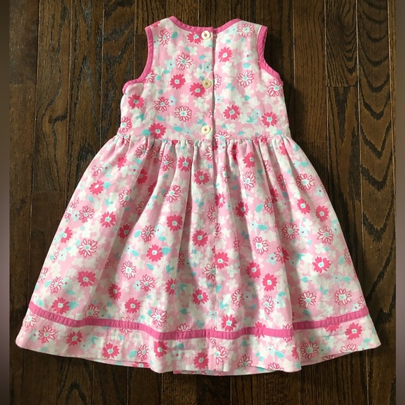 Lilly Pulitzer Girls 5 Pink Floral Textured A-Line Dress w/Lined Ruffled Skirt - Picture 11 of 12